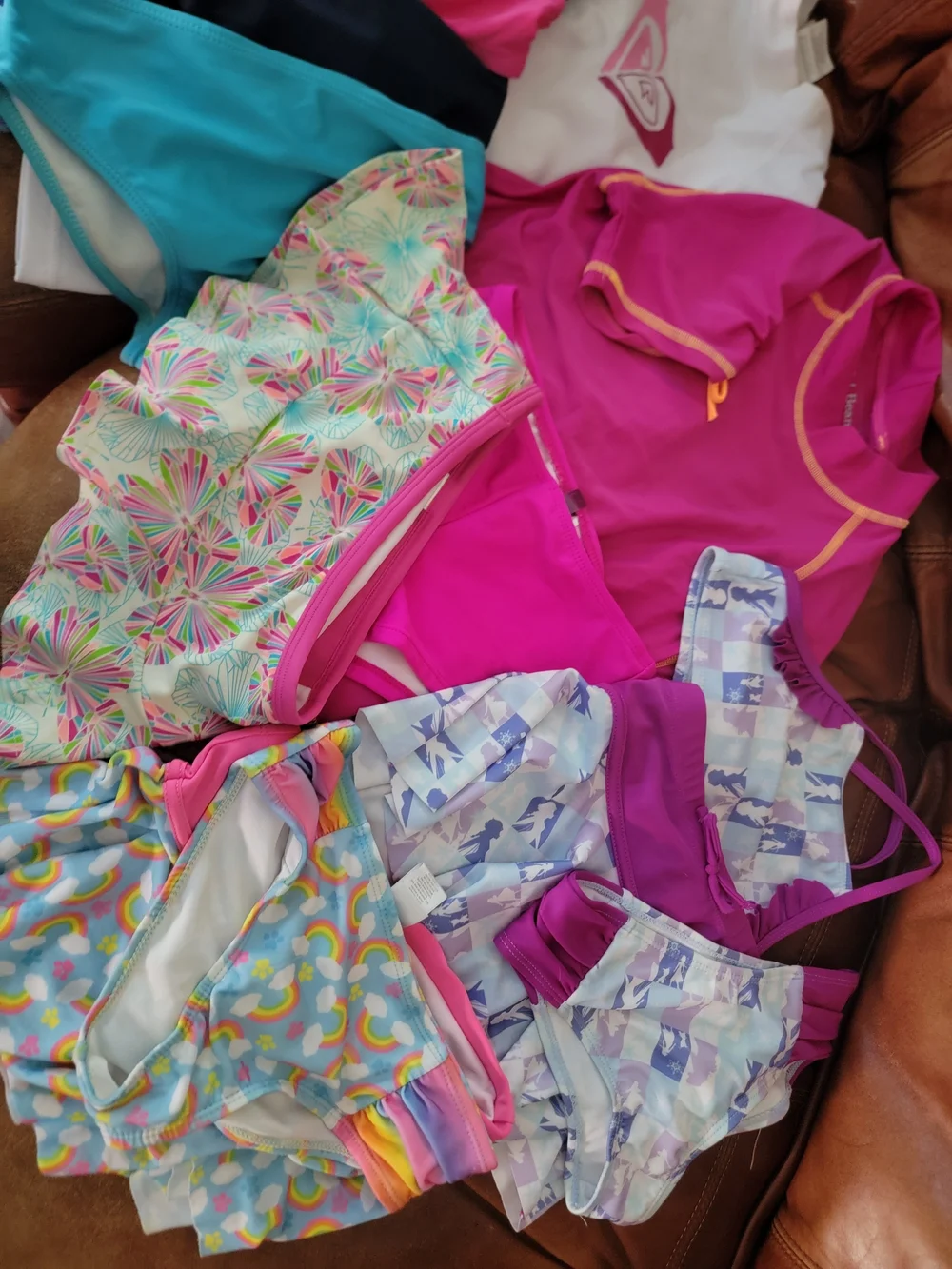 Roxy Girls Pink and Aqua Swim Set
